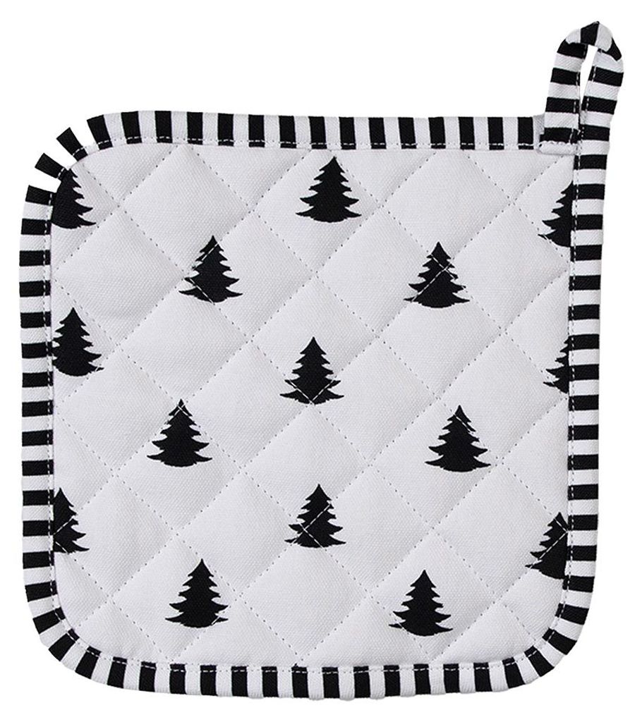 Clayre & Eef Topflappen 20x20 cm Schwarz Weiß Baumwolle Produktbild 