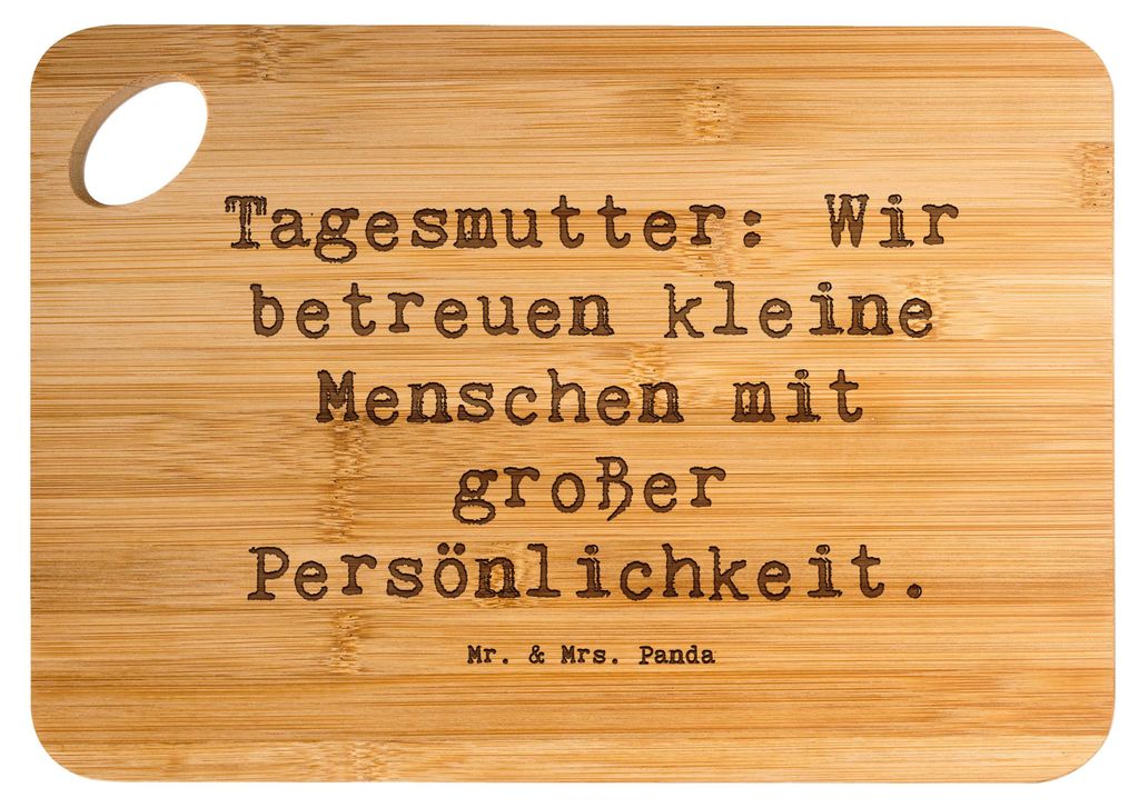 Mr. & Mrs. Panda Frühstücksbrett Spruch Tagesmutter Persönlichkeit - Transparent - Geschenk, schneidunterlage, kleine Menschen, Alltagshelden, k...