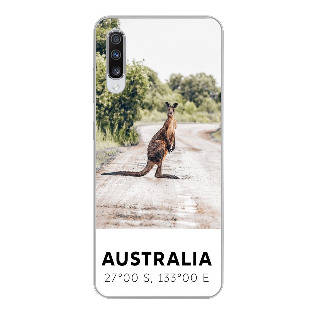 MuchoWow Handyhülle Schutzhülle Hülle für Samsung Galaxy A70 Känguru - Australien - Tiere Silikon Softcase Handy Hülle - Schutzhaube