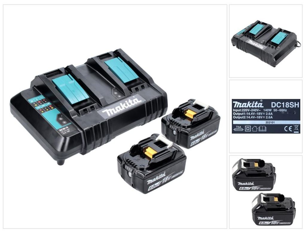 Makita Power Source Kit 18 V mit 2x BL 1860 B 6,0 Ah Akku ( Produktbild 