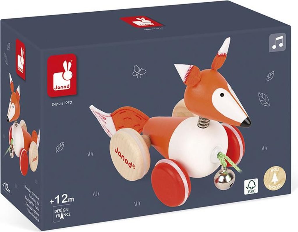 Janod Holz Nachziehtier Fuchs - Zigolos - Motorikspielzeug