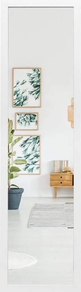 Miroir suspendu pleine longueur 33x119cm blanc avec crochets de fixation