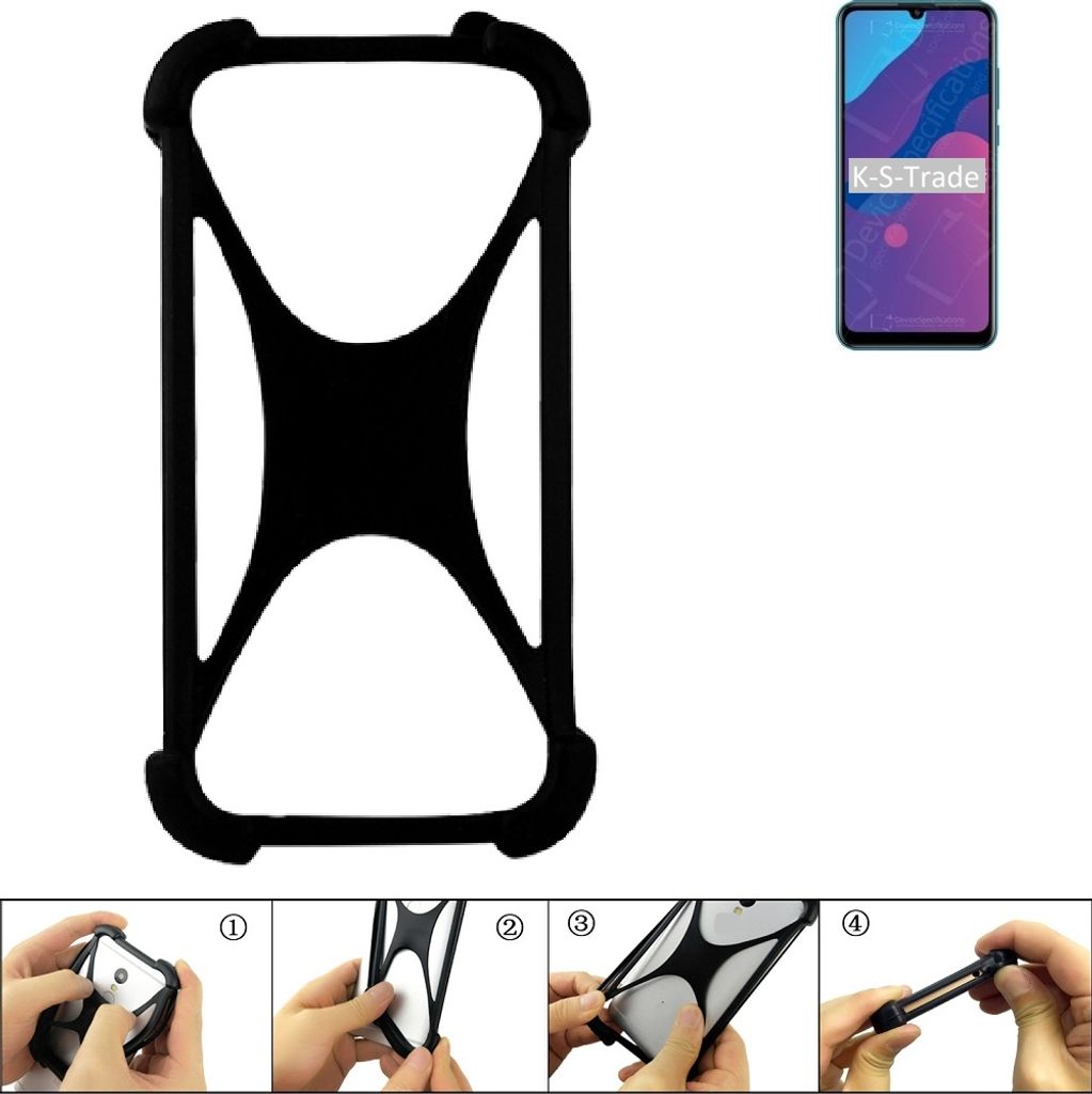 K-S-Trade Handy-Hülle Schutz-Hülle kompatibel mit Huawei Honor 9A Silikon Bumper TPU Softcase Smartphone Stoßschutz, schwarz