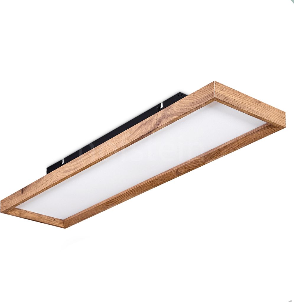 Pudiano Deckenleuchte aus Metall/MDF/Kunststoff in Schwarz/Holzoptik/Weiß