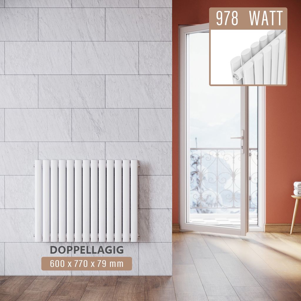 SONNI grzejnik rurowy 600×770 mm dwuwarstwowy biały Zdjęcie produktu 