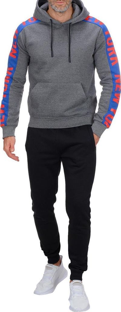 Herren Jogginganzug Trainingsanzug Sportanzug mit Kapuze, Dunkelgrau/XXL