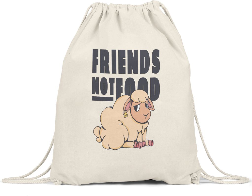 Friends Not Food Turnbeutel Gymsack Vegan Vegetarier Geschenkidee Plant-Based Tierwohl Süßes Schaf