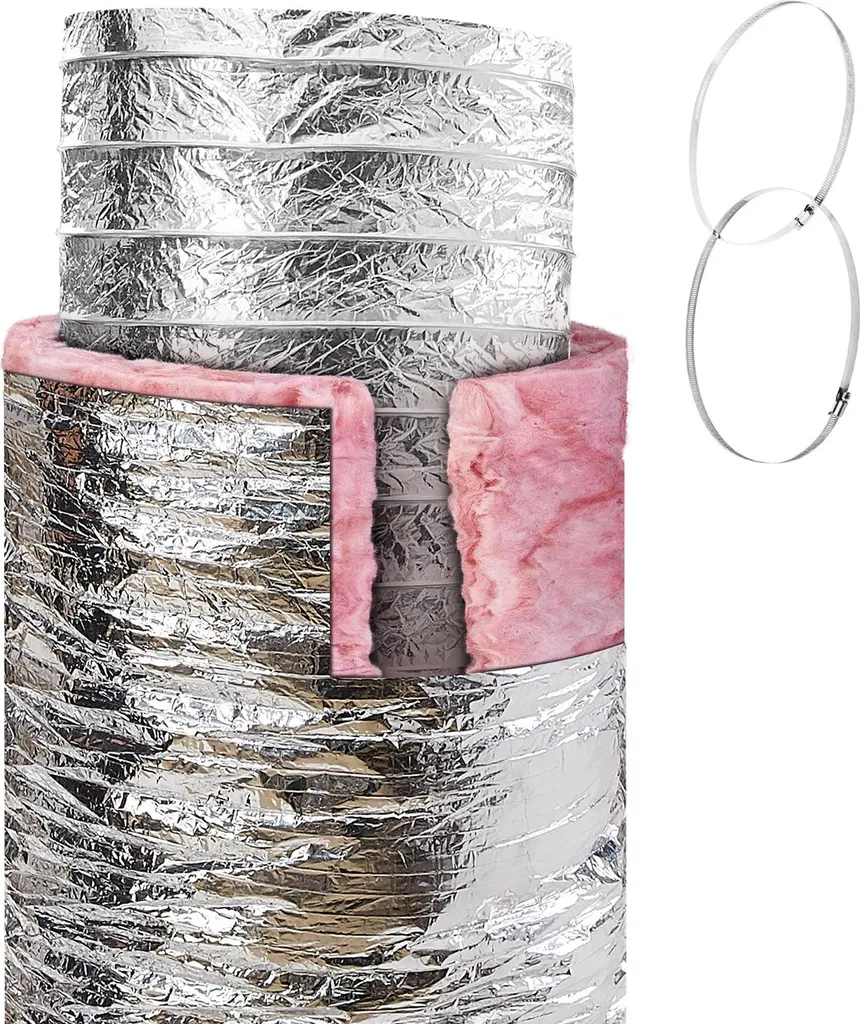 Tuyau d'évacuation d'air flexible 254 mm de 7,6 m avec isolation R6