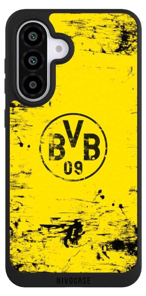 NIVOCASE Handyhülle für Samsung Galaxy A56 5G Hülle NIVOpure Case Schwarz BVB Borussia Dortmund Offizielles Lizenzprodukt