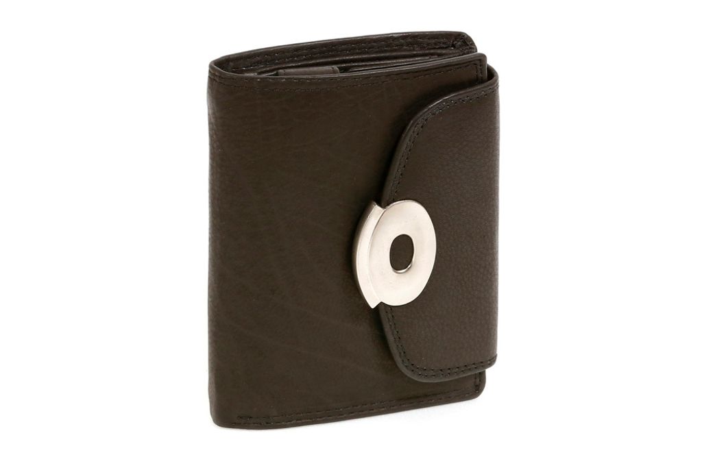 LEAS Damenbörse mit Druckknopf Echt-Leder, schwarz 13x10x3,5cm (LxBxH) Ladies-Collection