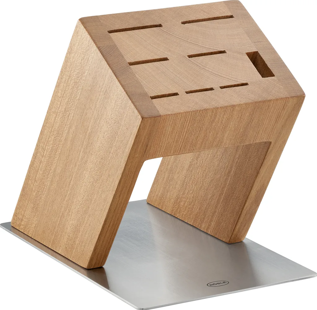 Ceppo Portacoltelli Vuoto Rösle KnifeX 15041 - Acciaio e Olmo Design