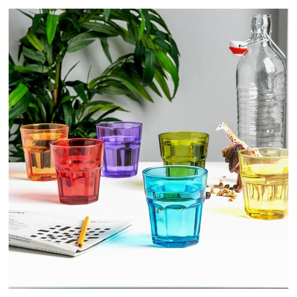 Bunte Wassergläser - 305 ml - 6 Farben - Set von 6 Produktbild 