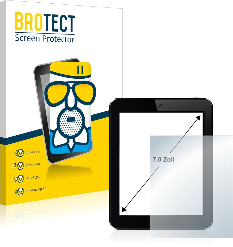 BROTECT Entspiegelungs Schutzglas für Tablets mit 17.8 cm (7 Zoll) Displays 152.5 x 91.5 mm Schutzfolie Panzer Folie Glas Display Schutz matt