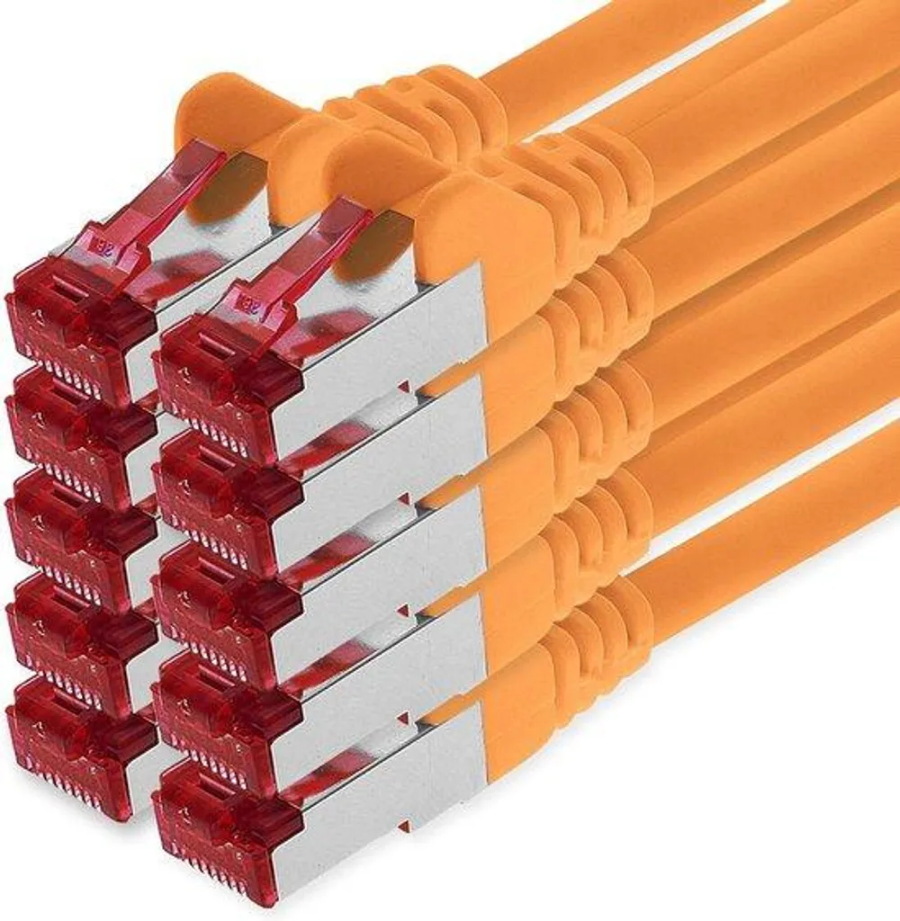 Câbles Ethernet orange double gaine 2m : lot de 10 câbles RJ45 LAN