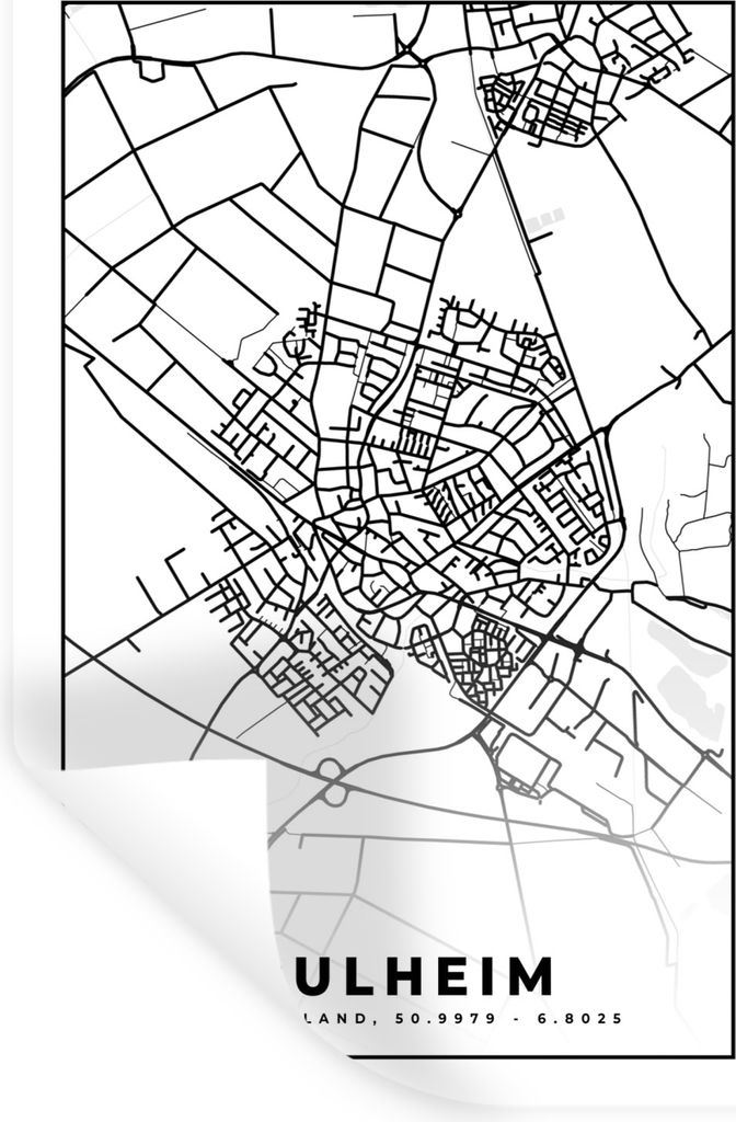 MuchoWow Wandtattoo Wandsticker Wandaufkleber Karte - Pulheim - Stadtplan - Karte 80x120 cm Selbstklebend und Repositionierbar - Repositionierbar...