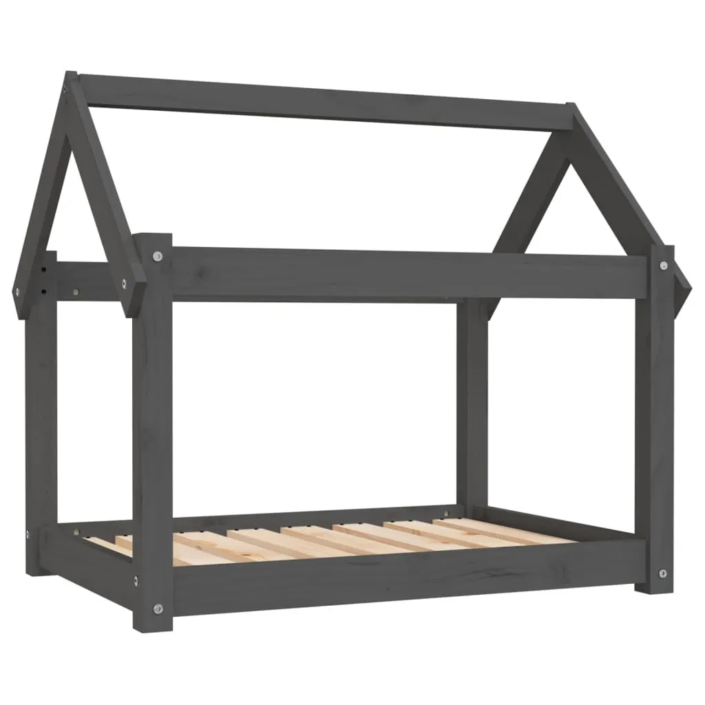 Letto per Cani Grigio 81x60x70 cm in Legno di Pino - Qualità Artigianale