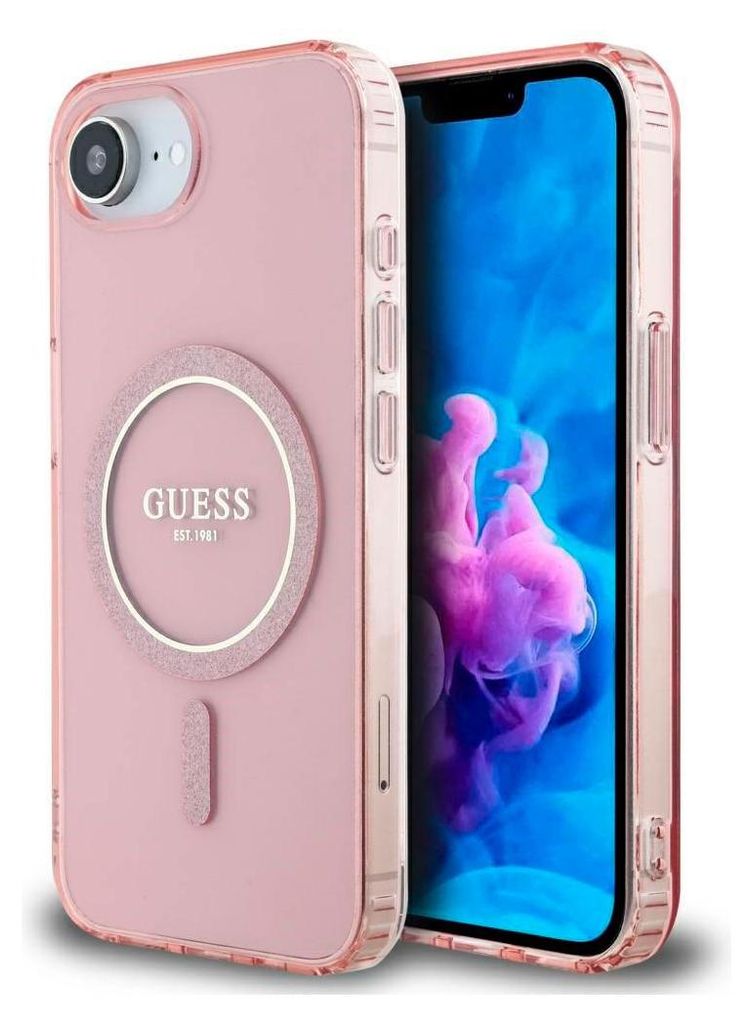 Etui Guess Iml Glitter Circle Magsafe Do Iphone 16E Różowy Immagine del prodotto 