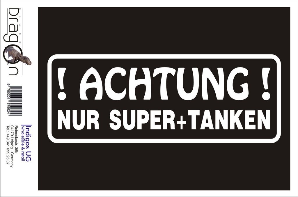 Aufkleber / Autoaufkleber - JDM / Die cut / Auto / OEM - ACHTUNG! Nur Super+ tanken - 210x80 mm gold - Heckscheibe / Heckscheibenaufkleber