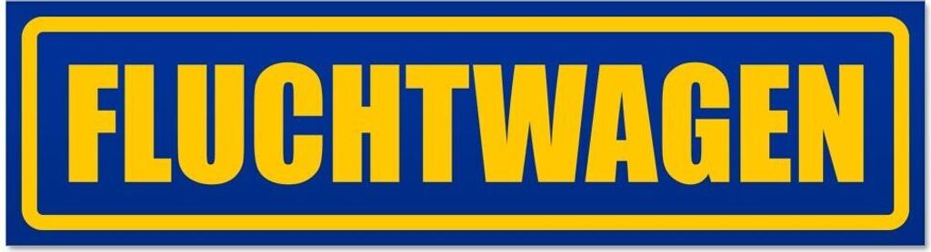 Kiwistar - Autoaufkleber - Blau - 45 x 12 cm - Fluchtwagen - Hinweis Aufkleber Sticker für Auto, Kfz, Fahrrad, PKW, LKW