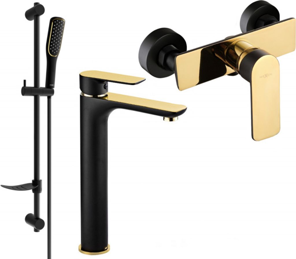 Mexen Alfa DF49 Brausegarnitur, Schwarz/Gold - 745714DF49-75
