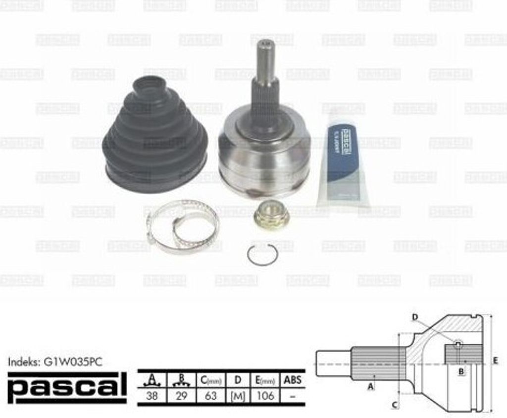 Gelenksatz, Antriebswelle PASCAL G1W035PC