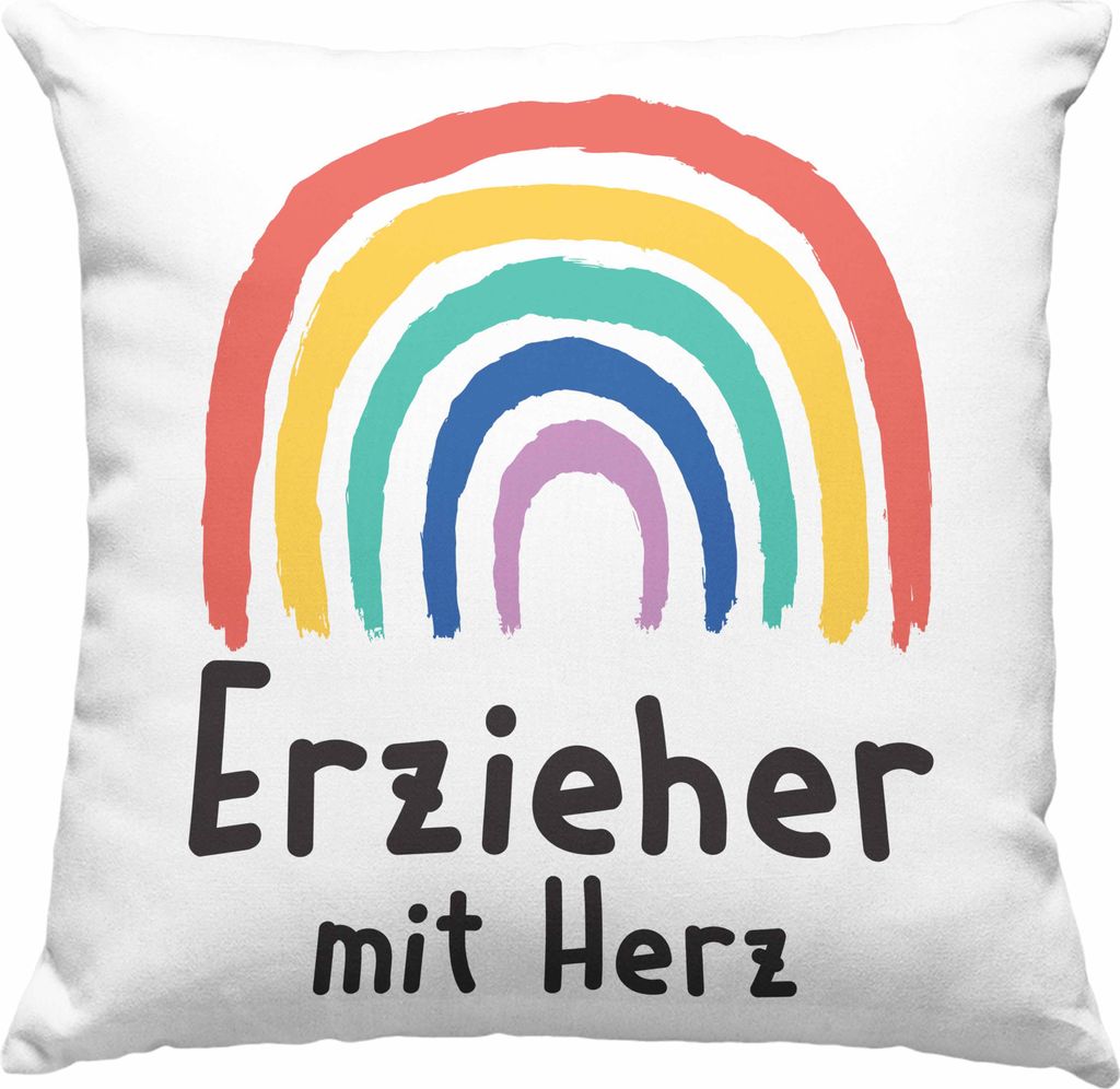 Trendation - Erzieher Deko-Kissen mit Füllung 40x40 Geschenk mit Herz Geschenke Abschiedsgeschenk mit Spruch Deko-Kissen mit Füllung 40x40 Kinder...