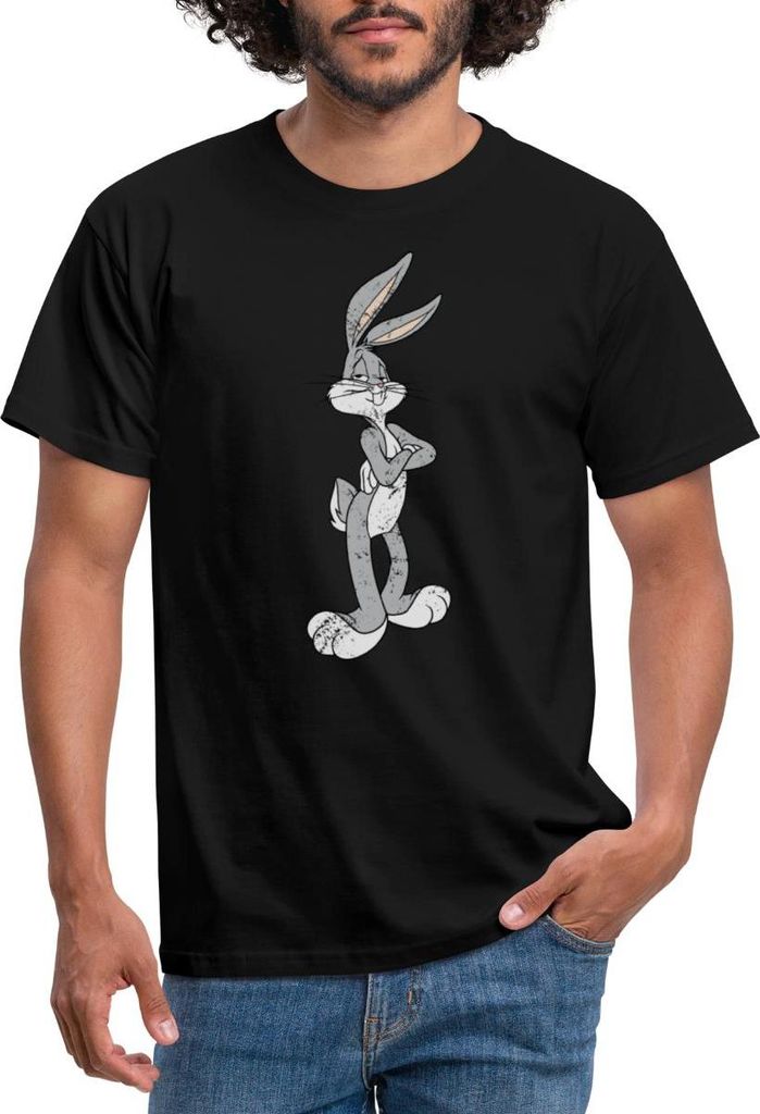 Spreadshirt Looney Tunes Bugs Bunny Vintage Pose Männer T-Shirt, L, Schwarz