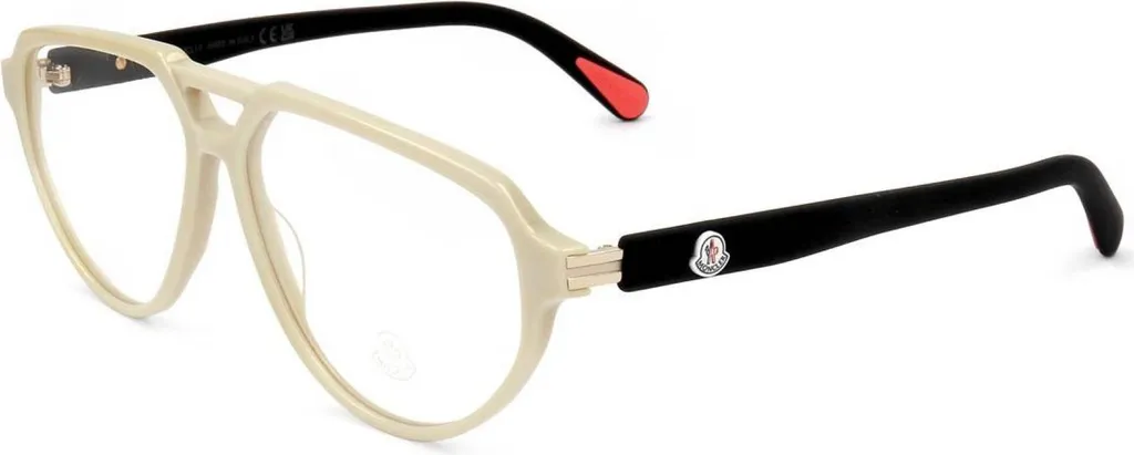 Moncler ML5162 066 Lunettes de Vue Beige Brillant Homme Taille 57-13-145