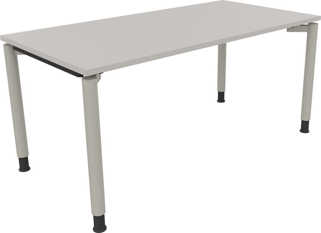 Schreibtisch Vierfuß Rundrohr B1600xT800xH680-820 si/Lichtgrau