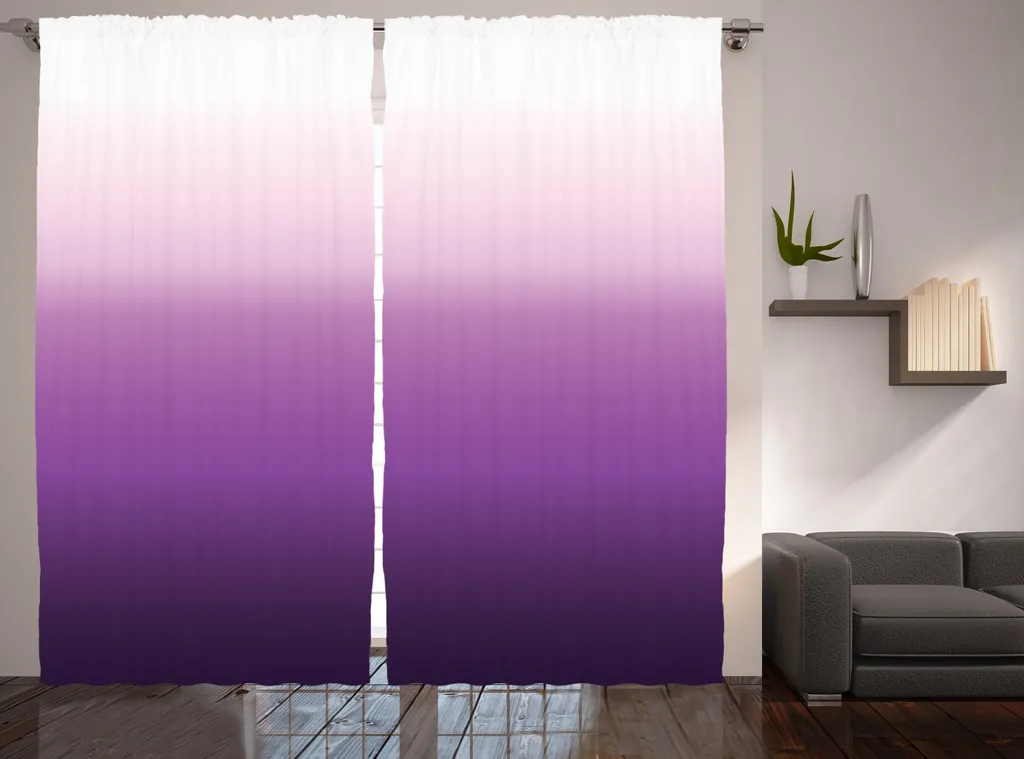 Rideau moderne dégradé violet et blanc 280x225 cm avec crochets inclus