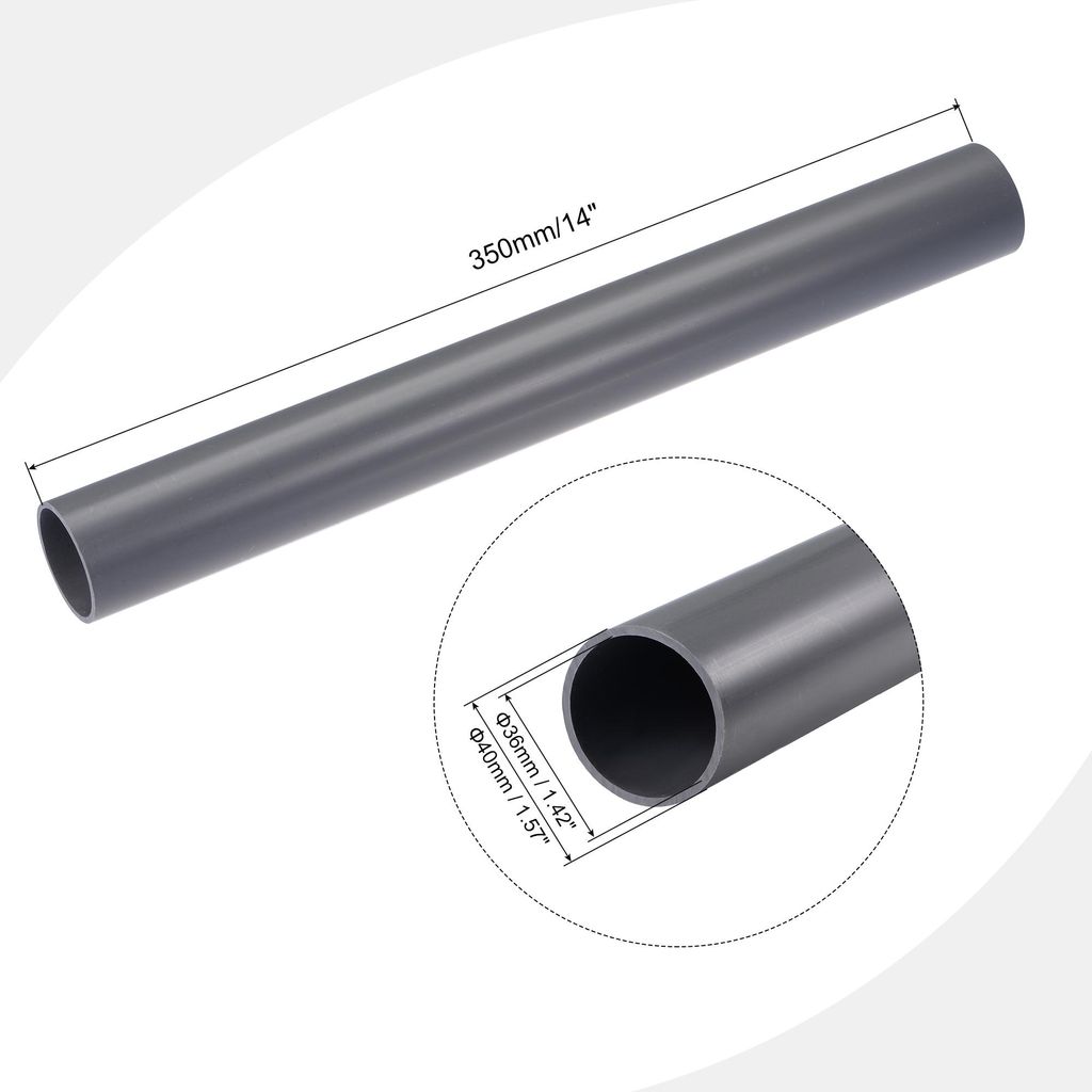 PVC Rohr, Durchmesser 36mm L?nge 0.35m Rund Kunststoffrohr fš¹r Garten, Aquarium, Wasserleitung, Kabelkanal, lš¹ftungsrohr (Hellgrau)
