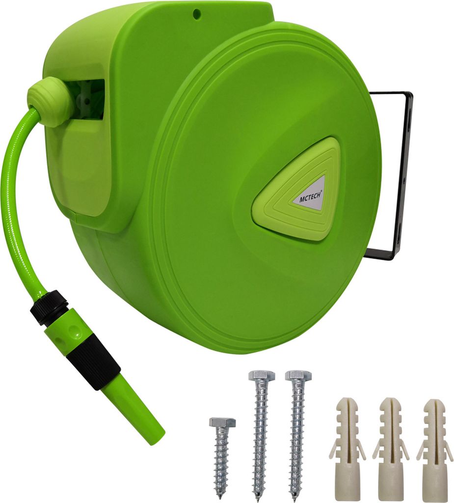 LARS360 Schlauchtrommel Wasser Automatik 20m - Wandschlauchhalter Gartenschlauch für Garten, Garage, Landwirtschaft 180° Schwenkradius