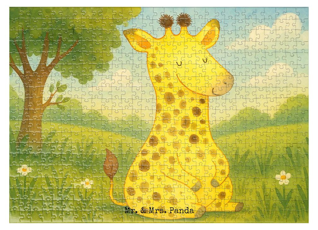 Mr. & Mrs. Panda Puzzle Giraffe Zufrieden Design 551 Teile - Weiß - Geschenk, Afrika, 300, Glück, 500, 1000, Legespiel, 1500, Abenteuer