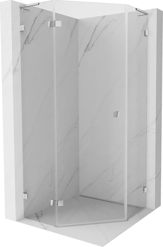 Mexen Lunar L Fünfeck-Duschkabine mit schwenkbarer Tür links 90 x 90 cm, transparent, Chrom - 831L-090L-090P-01-00-L