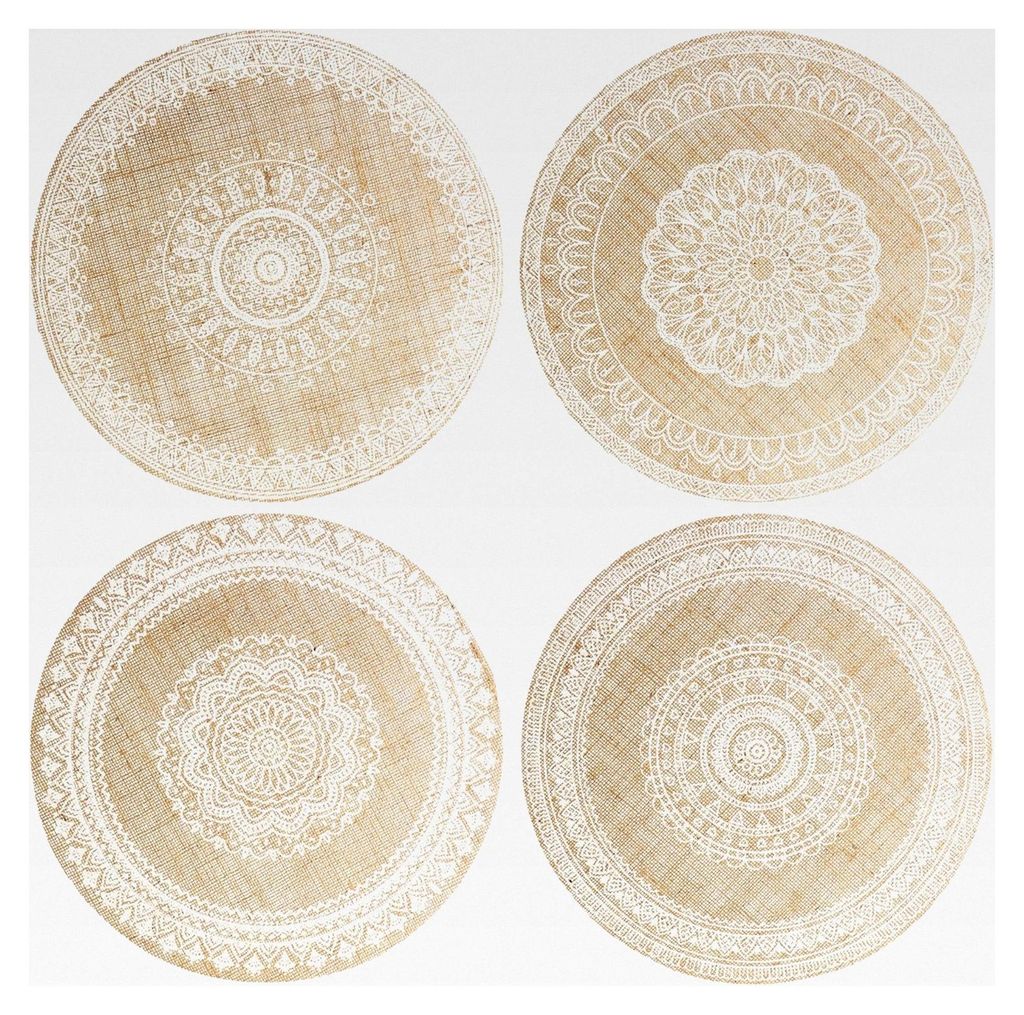4X Platzteller Mandala im Vintage-Design - Tischset - runde Platzsets für Küche, Esstisch, Wintergarten - Dekoration 38 cm (Auswahl variiert)