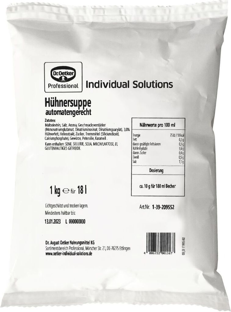 Dr. Oetker Hühnersuppe Automatensuppe 1kg Produktbild 