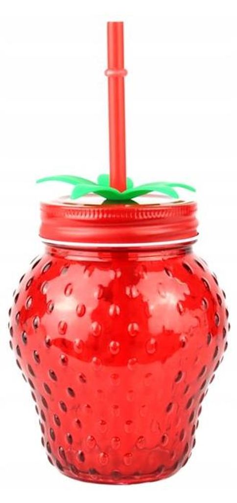 Glasbecher mit Schraubverschluss und Strohhalm 400ml Ideal Produktbild 