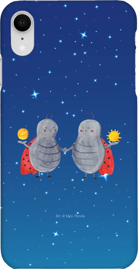 Mr. & Mrs. Panda Iphone XR Handyhülle Sternzeichen Zwilling - Sternenhimmel Blau - Geschenk, Zwillinge, Premium Kunststoff, Zwillingsschwester, Ha...