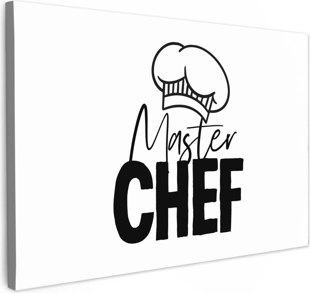 MuchoWow - Leinwandbilder - Meisterkoch - Koch - Essen - Esszimmer - Weiß, Wandbild, Wanddeko Bilder Wohnzimmer, 30x20 cm
