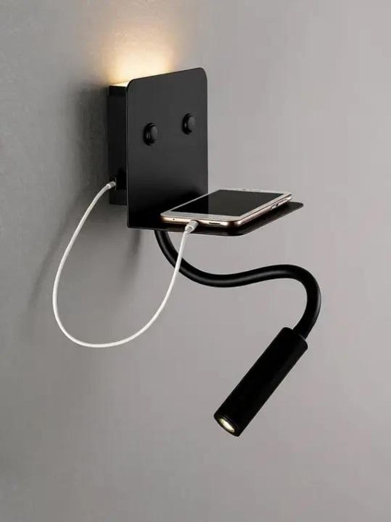 Nowoczesna metalowa lampa ścienna LED w kolorze czarnym Zdjęcie produktu 