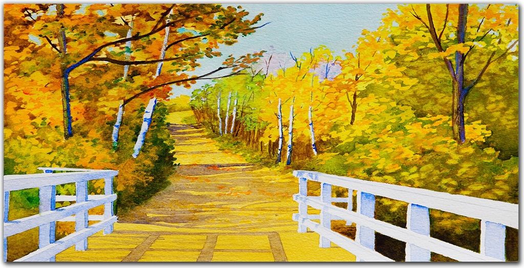 Coloray Bild aus Acryl 100 cm x 50 cm - Dekoration Wohnzimmer Wanddekoration Gehärtetes Acryl Küche Acrylblock mit Bild - Die Meisten Wald Herbst