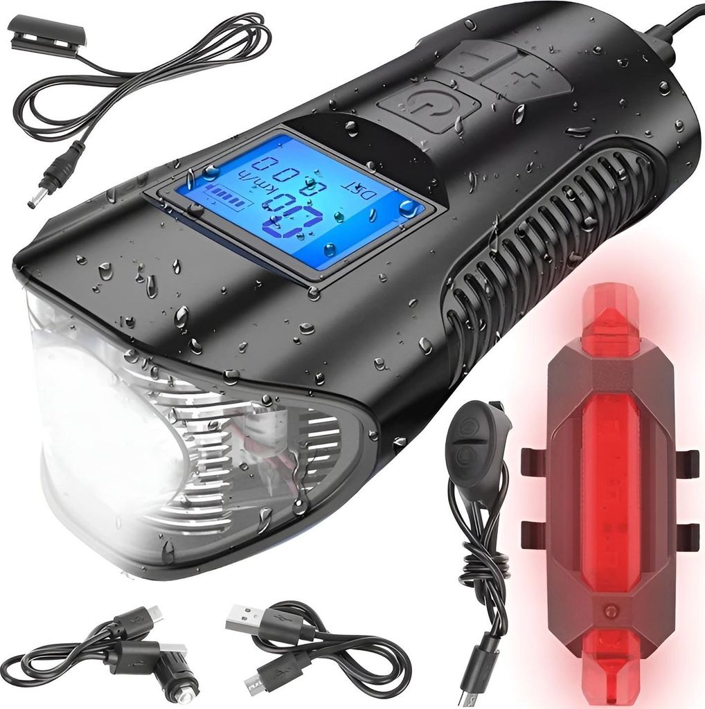 Trizand 23680 Luce LED impermeabile per bicicletta USB, Immagine del prodotto 