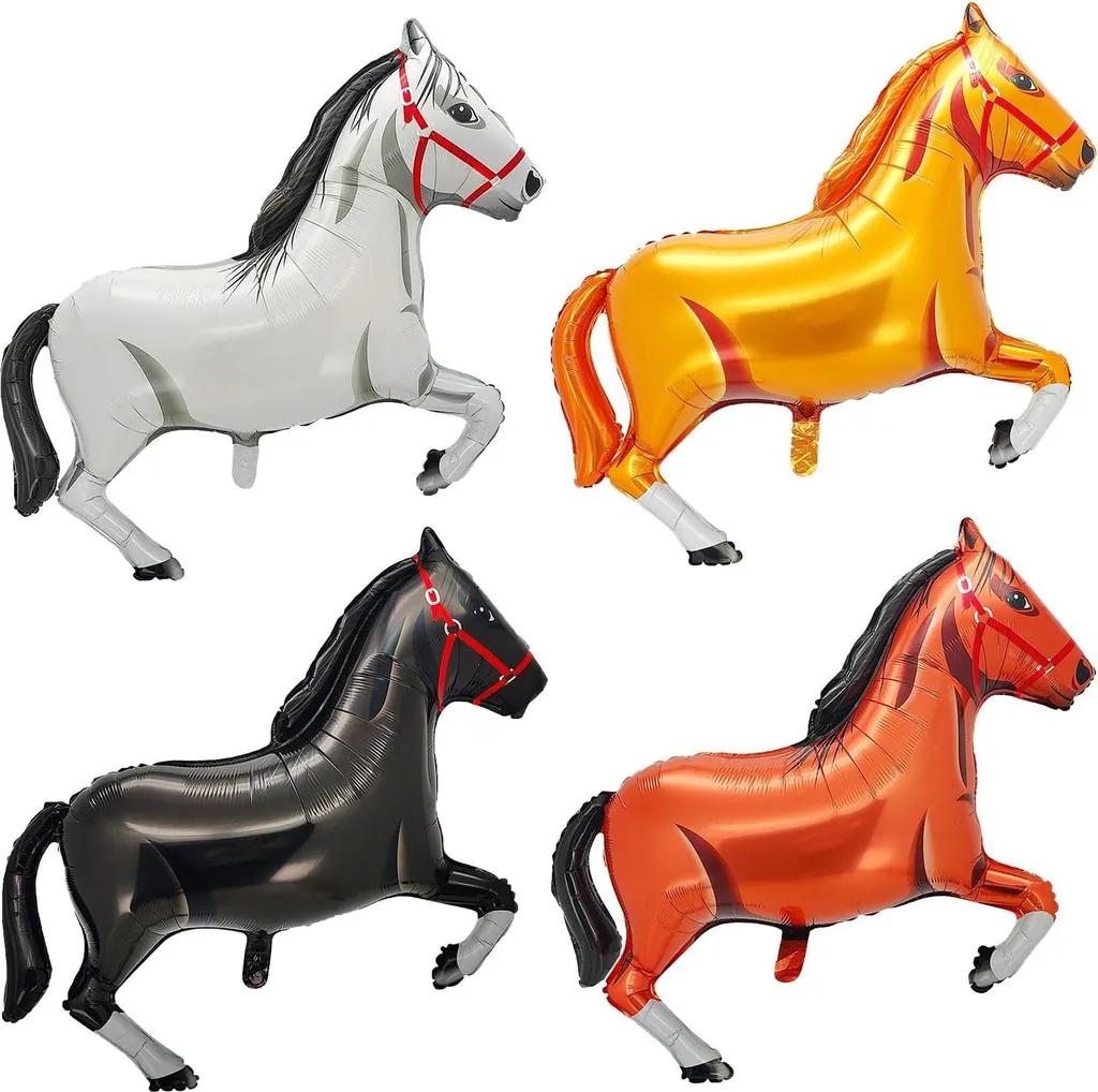 4 Grands Ballons Cheval en Alu - Décoration Anniversaire Thème Poney