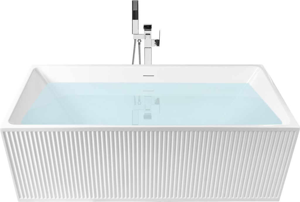 BELIANI Freistehende Badewanne mattweiß Acryl 170 x 80 cm rechteckig mit geriffelter Oberfläche Moderner Stil Badezimmer