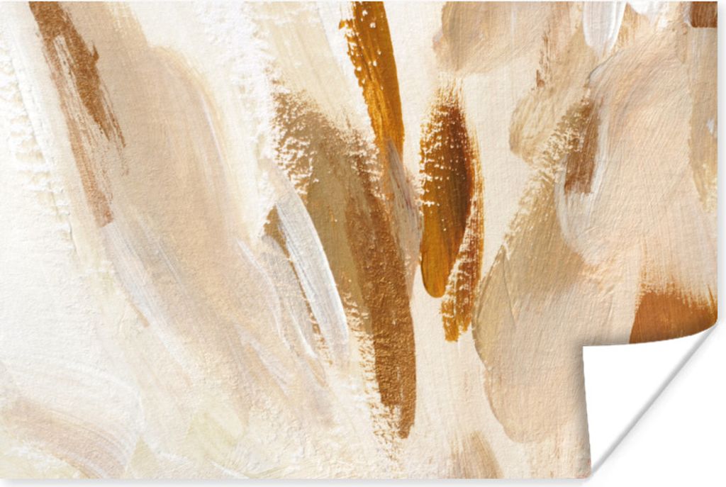MuchoWow Poster Weiß - Braun - Abstrakt 30x20 cm - Plakate - Print