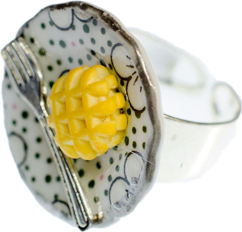 Waffelring Ring Waffel Waffelteller Miniblings Fingerring Belgien Herzwaffel Herz