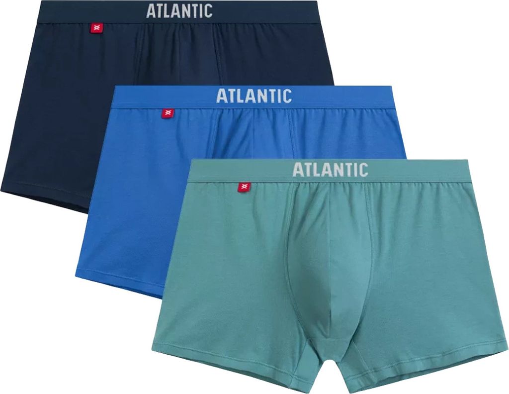 Atlantic Herren-Boxershorts 3er-Pack | Eng anliegend | Baumwolle-Elasthan | Tiefer Bund | Logo-Bund | Ohne Muster | Sportlich | M-XXL