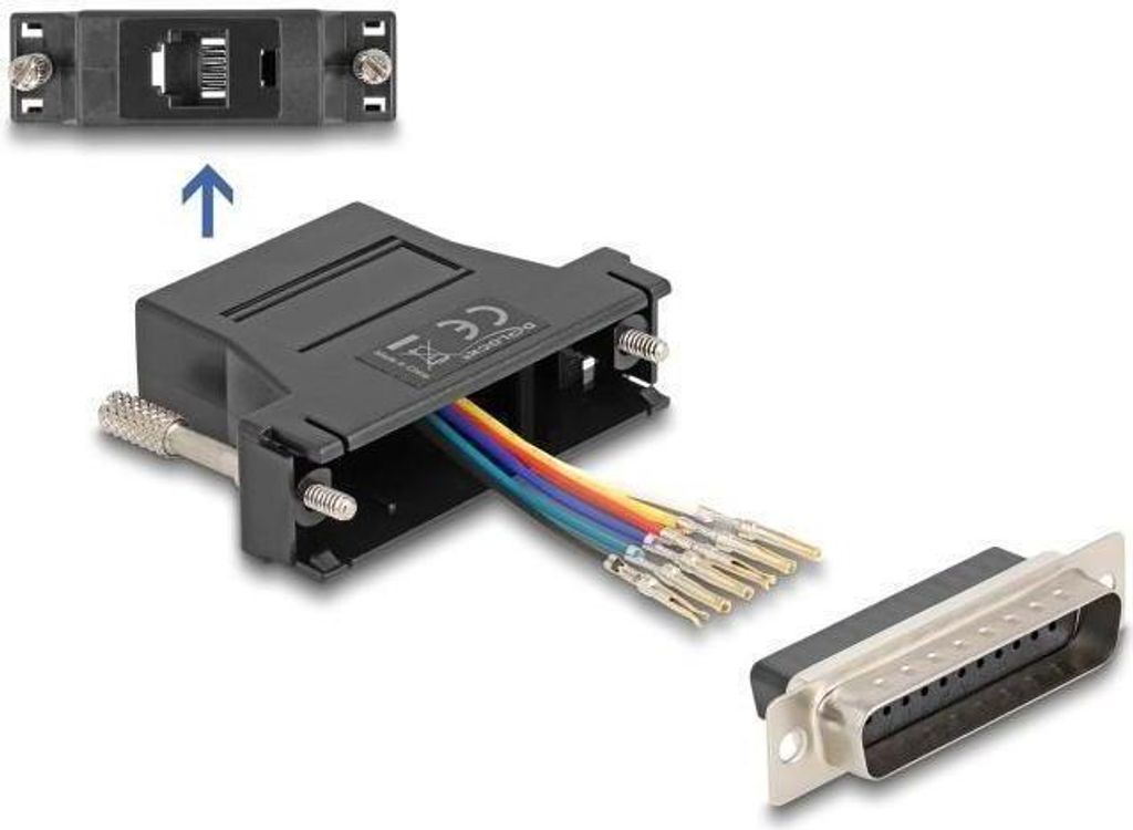 D-Sub 25 Stecker zu RJ12 Buchse Adapter Montagesatz schwarz