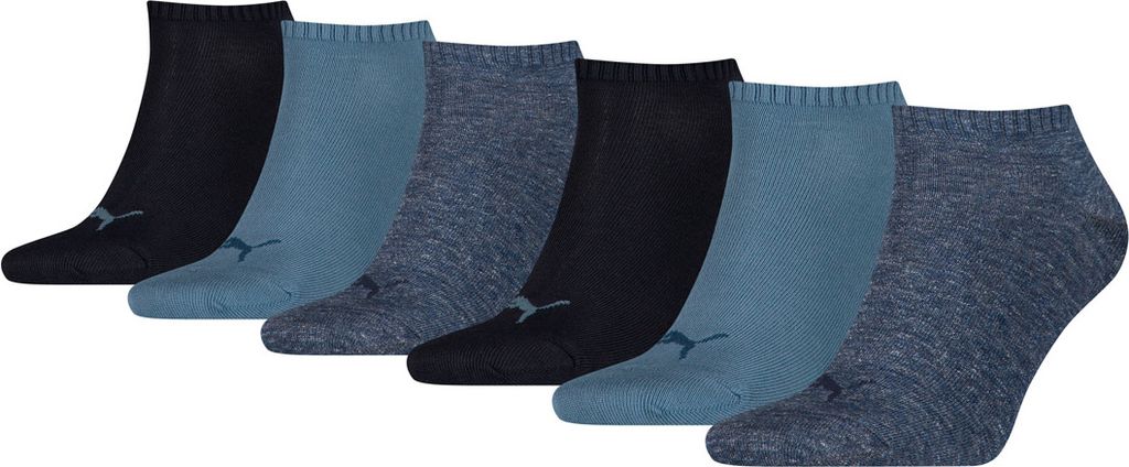 PUMA Uni Sneaker-Socken, 6er Pack - ECOM, Damen, Herren, Logo, einfarbig Blau 39-42
