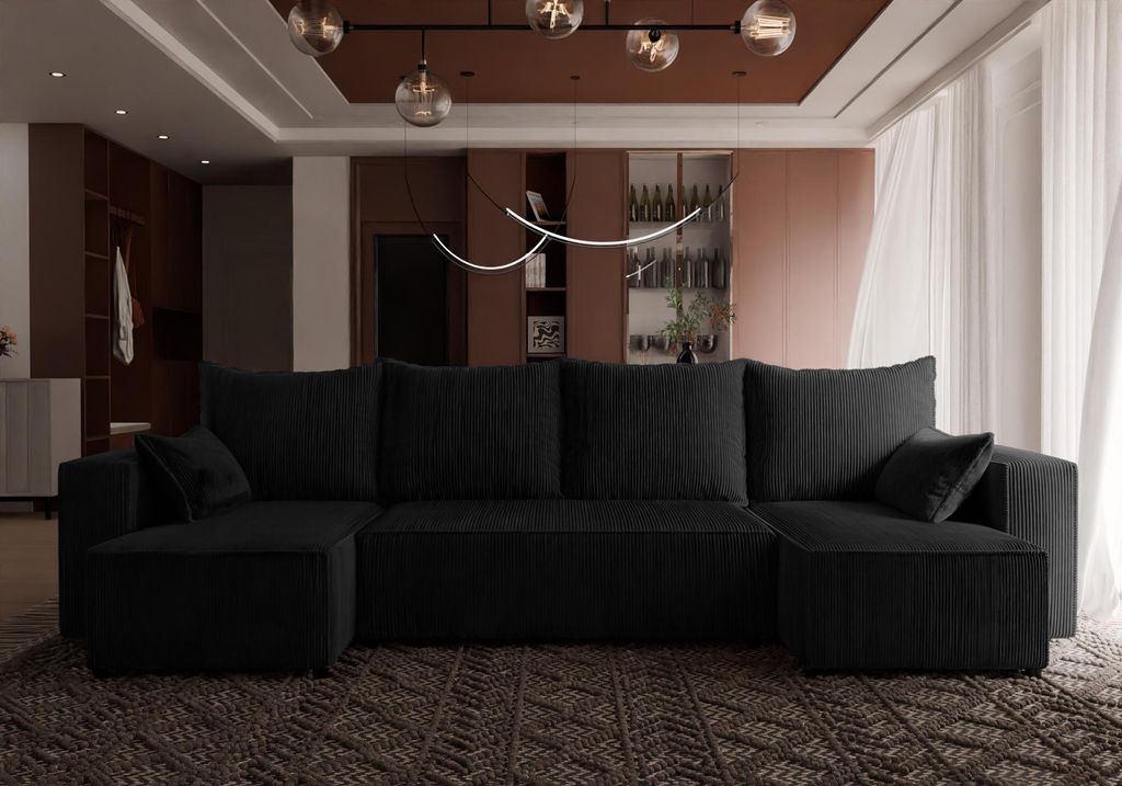 4ALL HOME Ecksofa mit Schlaffunktion Cordi U 316x145 cm - Couch - Sofa mit Bettkasten - Eckcouch - L-Form - Schlafsofa - Schlafsofa mit Bettkasten ...